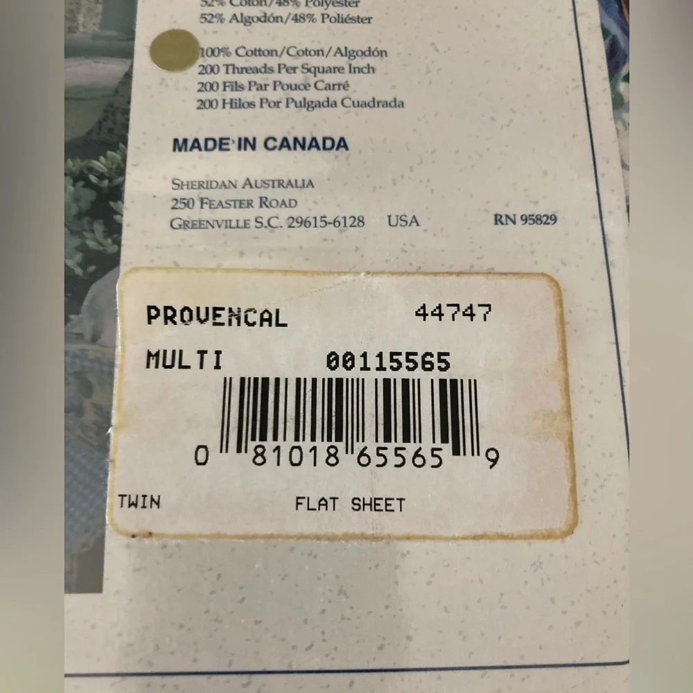 Vtg NEW Sheridan Australia Provincial Twin Flat Sheet New in Package